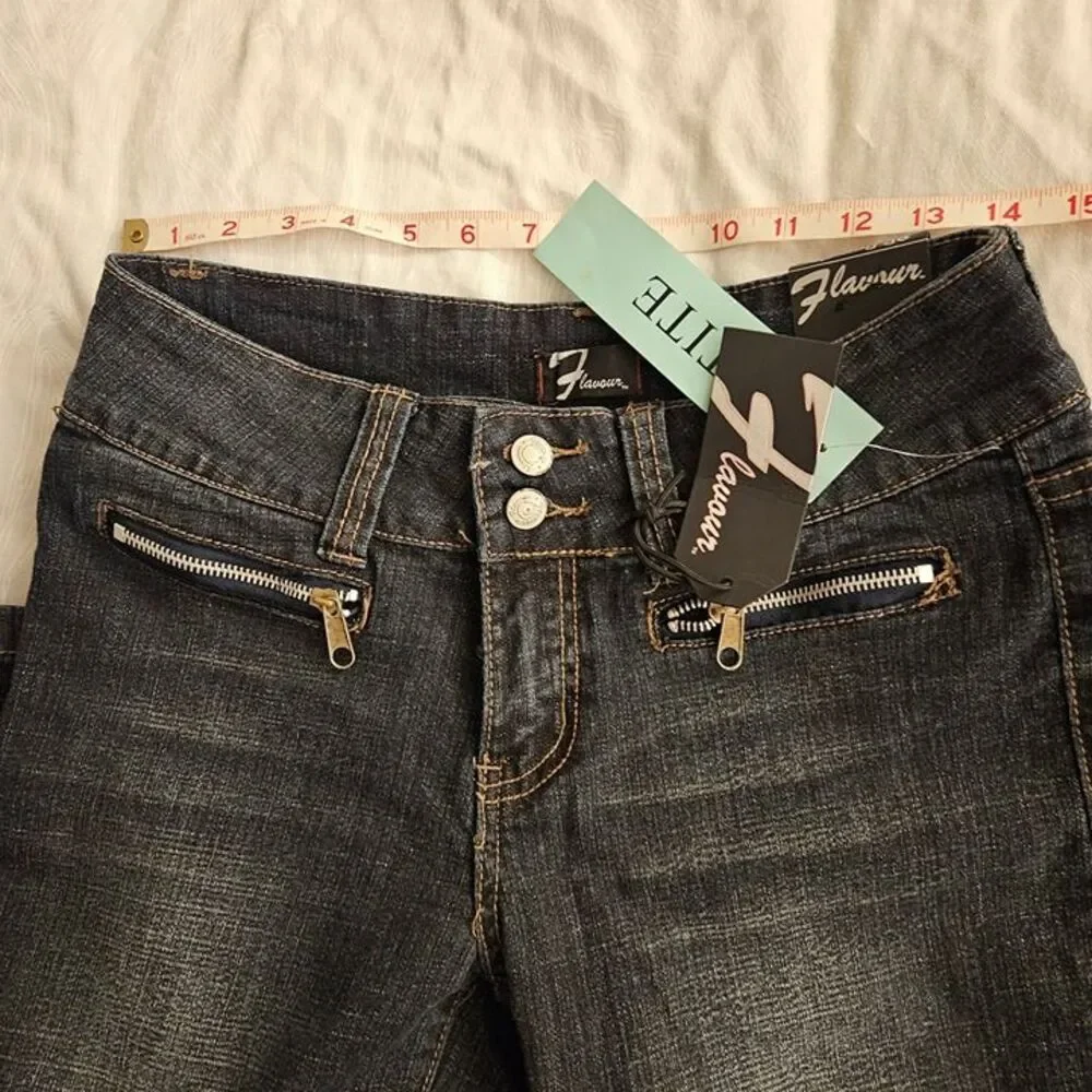 Flavour Bubblegum Jeans 8P Regular Dark Wash 8 Petite Short New NWT Y2K Zipper - Picture 5 of 9